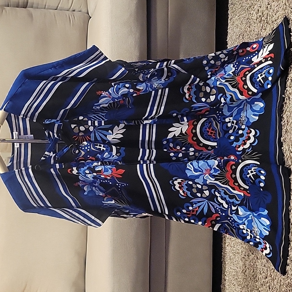 Tommy Bahama Cover Up Short Caftan Beachy Resort Coastal Small Medium Blue